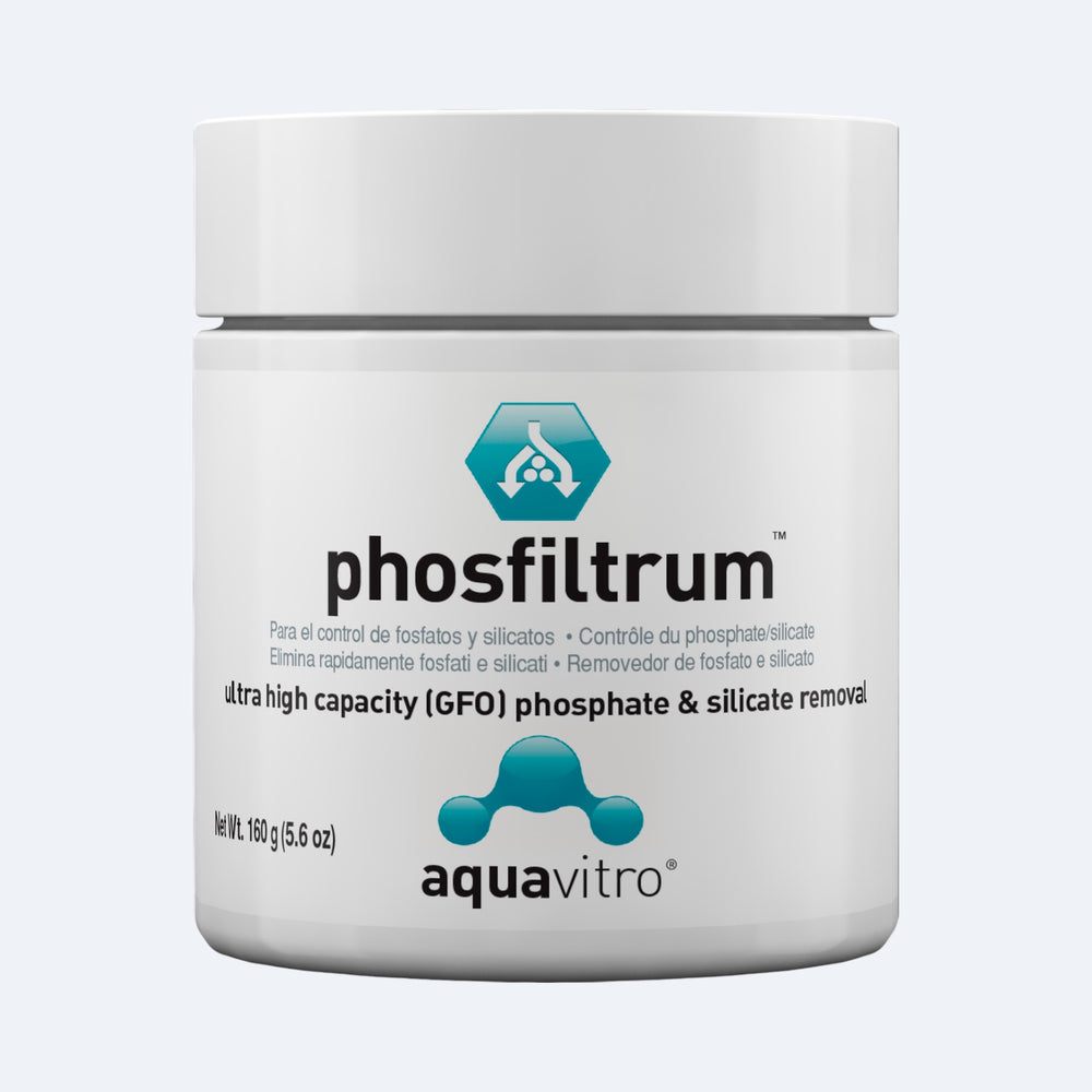 Jar of phosfiltrum by aquavitro on a white background