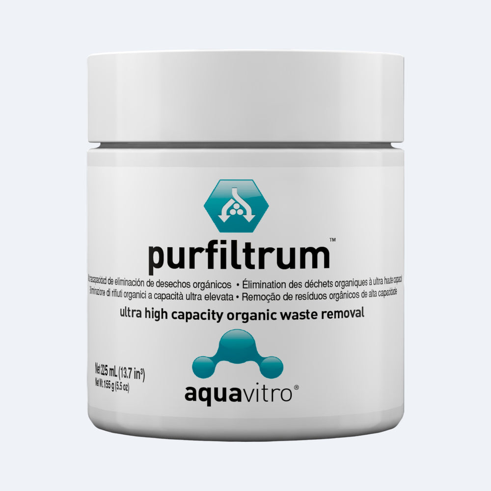 Jar of purfiltrum by aquavitro on a white background