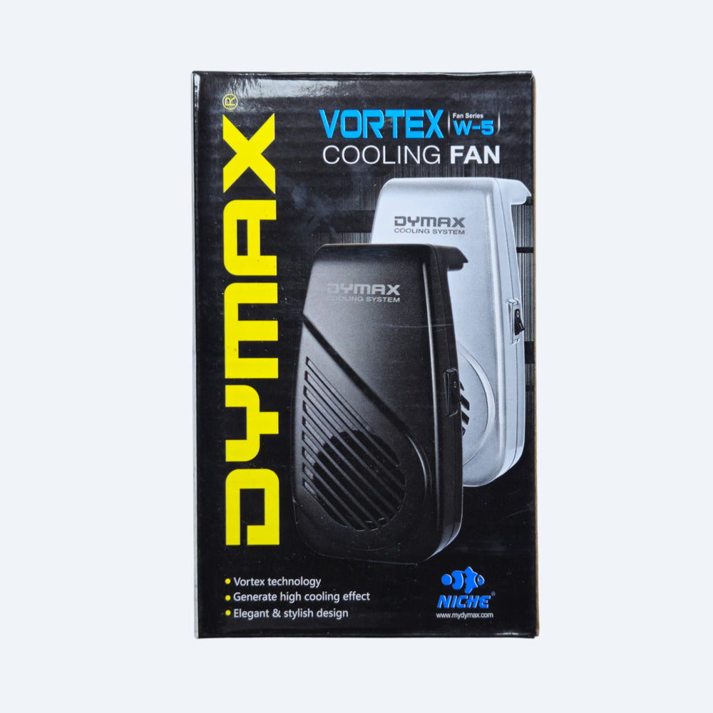 Dymax Vortex Cooling Fan packaging on a white background